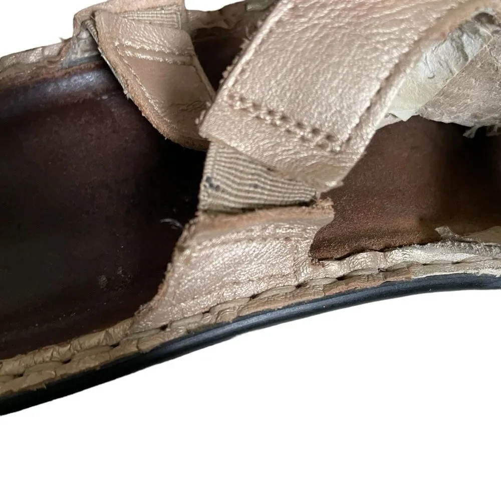 NAOT Leather Sandals Heel Tan Gold Subtle Shimmer 37